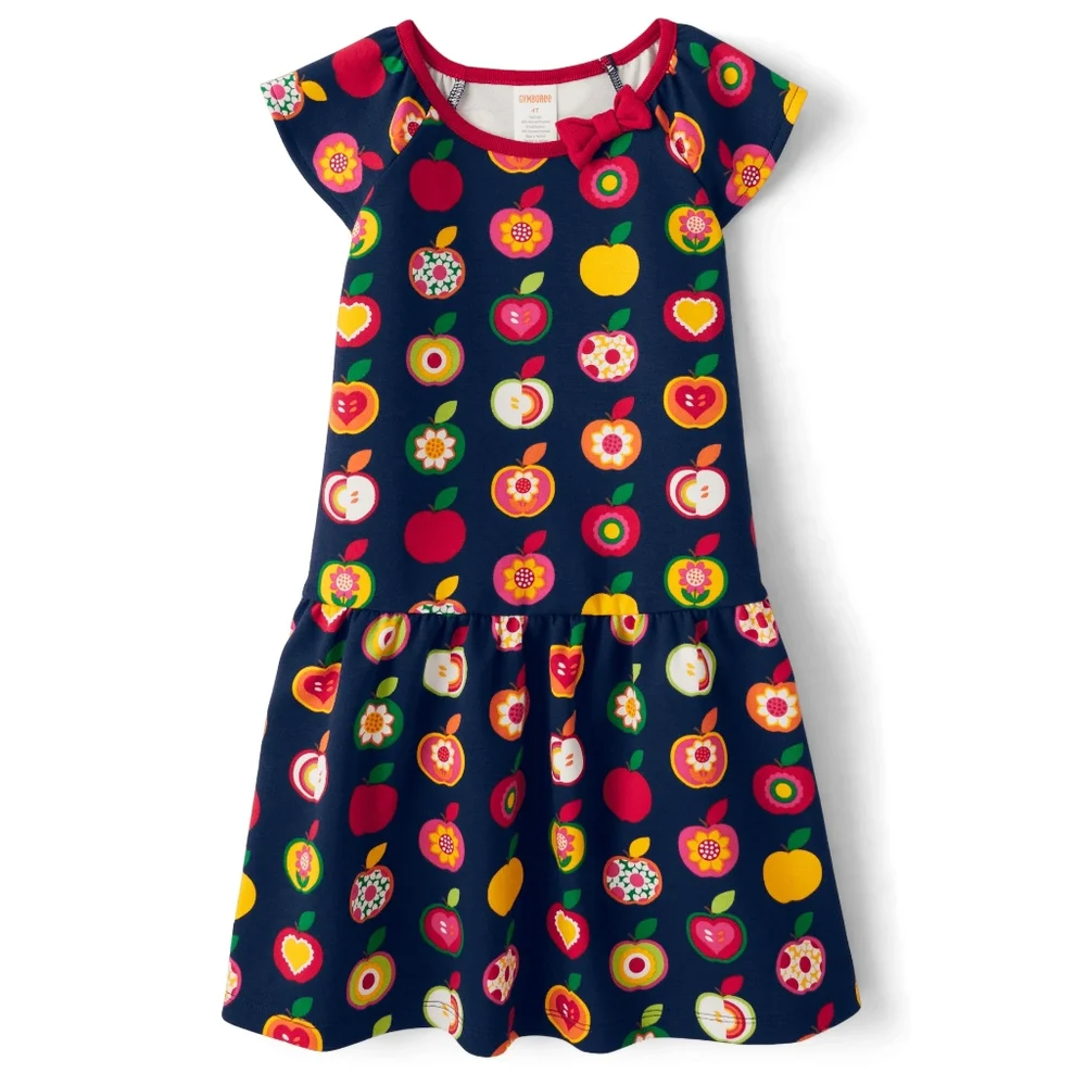 Gymboree Girls Apple Orchard & Floral Flowers Fall Autumn Dress Size 8 NEW